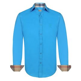 BURBERRY BRIT MEN'S BASIC CASUAL SHIRT TURQUOISE  SLIM FIT MEDIUM Blue