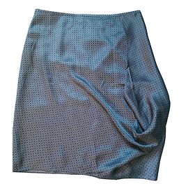 Jupe Fourreau Giorgio Armani en Soie Imprimé Gris Bleu Multicolore Gris