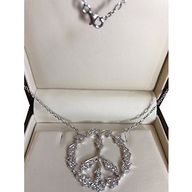 Girocollo Stone Peace and Love in oro bianco 18K e diamanti Argento Bianco