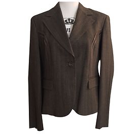 Trussardi Jeans Brown Viscose Jacket IT 46 Brown
