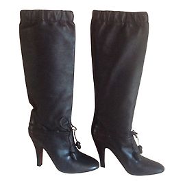 Botas Yves Saint Laurent de piel de cordero marrón Marrón oscuro