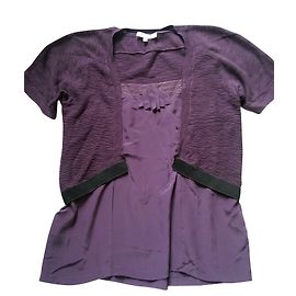 Top Maje Martha de seda e algodão de manga curta roxo M Roxo