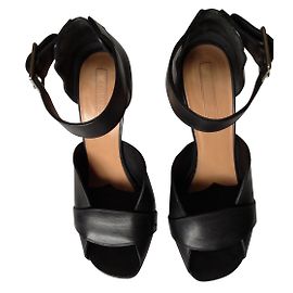Céline Sandalen aus Leder schwarz 9cm Absatz Schwarz