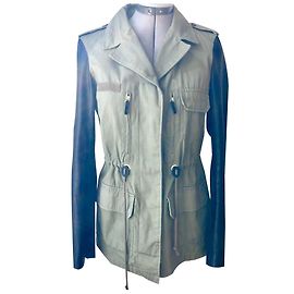 Jaqueta estilo militar Zara com mangas de couro Multicor