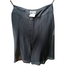 Falda Chanel de seda negra XS Negro