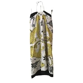 Hermès-Robe de plage détail bijou Les léopards 90cm x90cm sur coton-Multicolor