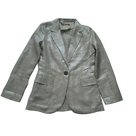Comptoir Des Cotonniers Green Metallic Linen Jacket Green Metallic