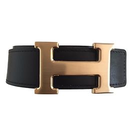 Hermès cinturón Negro Crema