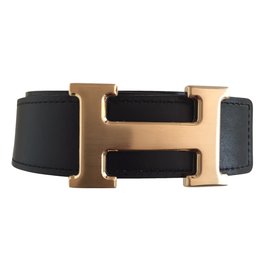 Hermès Gürtel Schwarz Creme