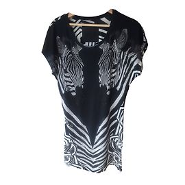 Philipp Plein Kleid aus Baumwolle Schwarz Zebra Muster Schwarz