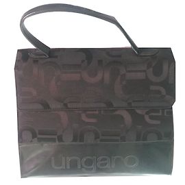 Emanuel Ungaro Handbag Black Leather and Canvas Black