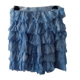 Saia Dolce & Gabbana de seda azul gradiente Azul