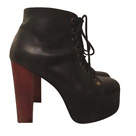 Jeffrey Campbell Lita Ankle Boots Black Leather Black