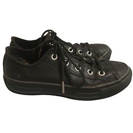 Ténis Converse de couro preto baixos Preto