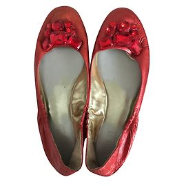 Ballerines Guess en cuir vernis rouge avec pierres Rouge