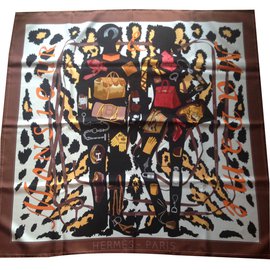 Hermès Cachecol de seda Multicor