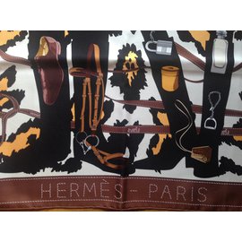 Hermès-Cachecol de seda-Multicor