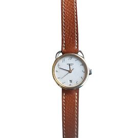 Relógio Hermès Arceau banhado a ouro e aço com pulseira de couro Marrom