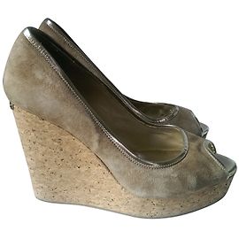Jimmy Choo Escarpins compensés en daim beige Beige