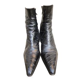 Free Lance Black Leather Ankle Boots Black