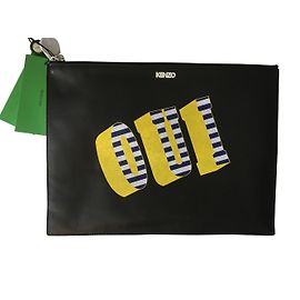 Pochette en cuir noir Kenzo Noir