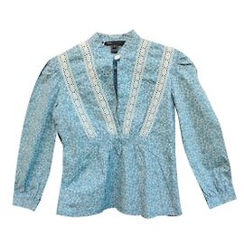 Marc Jacobs Blue Cotton Embroidered Blouse Blue