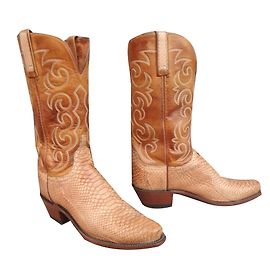 Autre Marque Botas Lucchese N7899 Beige de Cabra y Pitón Beige