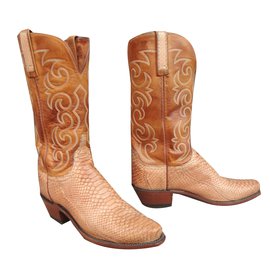 Autre Marque Bottes Lucchese N7899 Beige Chèvre et Python Beige