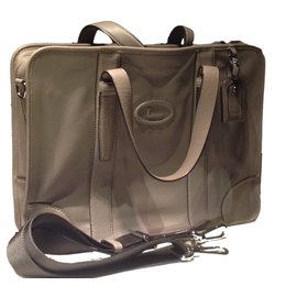 Lancel Leather Briefcase Grey Grey