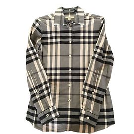 Camicia Burberry Tartan Grigia in Cotone Grigio