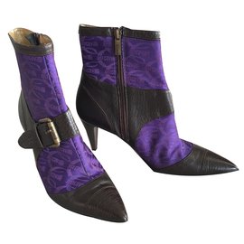 Roberto Cavalli-Ankle boots-Brown,Purple