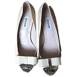 Dune Beige Leather Heels with Metal Bow 7cm Beige