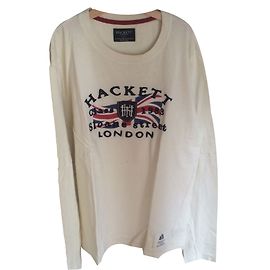 Hackett London Union Jack Embroidered Cotton Long Sleeve Tee Eggshell Eggshell