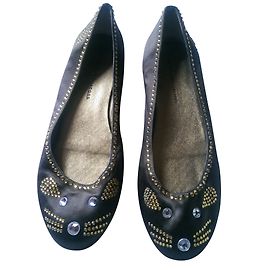Sapatilhas Marc by Marc Jacobs Mouse em couro e cetim khaki Dourado Caqui
