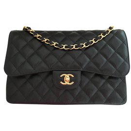 Chanel-CHANEL Timeless classic double rabat JUMBO caviar-Noir