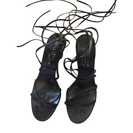 Christian Lacroix black leather sandals Black