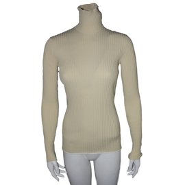 Pull à col roulé Louis Vuitton Crème Polyamide L Crème