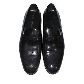 Louis Vuitton Black Leather Loafers LV Perforated Black