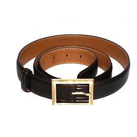 Cinto Berluti de couro marrom com fivela dourada 105 cm Marrom