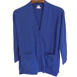 Hermès-Cardigan azul royal longo Hermes-Azul