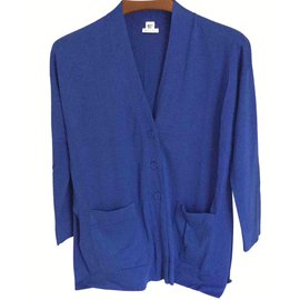 Hermès Lange königsblaue Strickjacke Hermes Blau