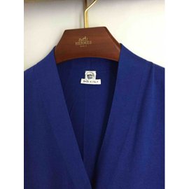 Hermès-Lange königsblaue Strickjacke Hermes-Blau