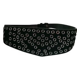 Sandro Black Suede Belt with Silver Metallic Details Black