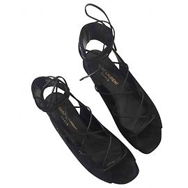 Sandales Saint Laurent en daim noir Noir