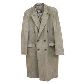 Burberry Grey Wool Coat Men M Grey