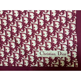 Christian Dior-Carré en soie monogramme Dior-Bordeaux