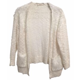 Céline-Rare CELINE Phoebe Philo fuzzy ivory knit sweater-White
