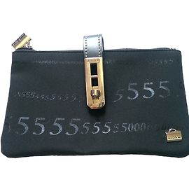 La Bagagerie Pouch Black Leather and Canvas Black