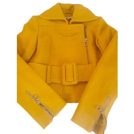 Carven-Leather Jacket-Yellow