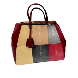 Fendi-Fendi 2 jours Cuir et Galuchat-Rouge,Imprimé python